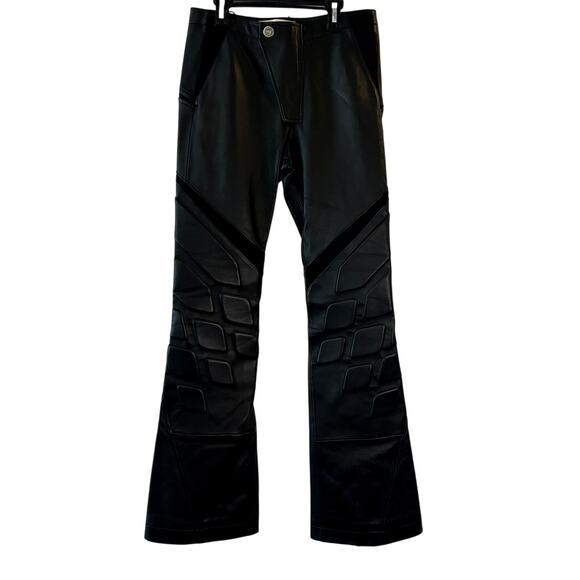 Dion Lee Pants - Dion Lee leather panelled flared pants black size XS 2